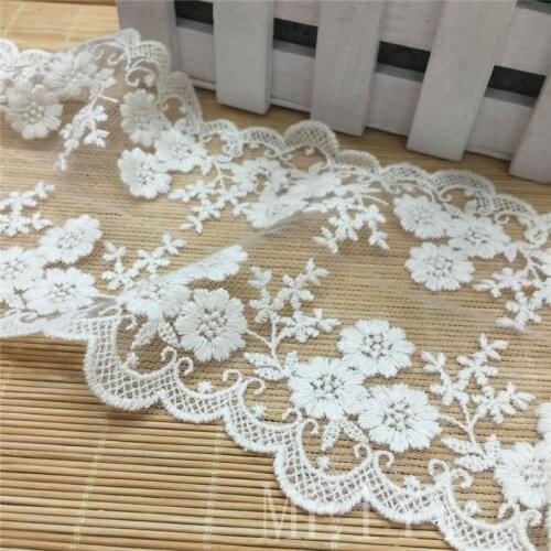 5 yards Scalloped Double Edge Blossom Cotton Handmade Embroidered Lace Edge Trim Applique Ribbon DIY Sewing Craft Decoration