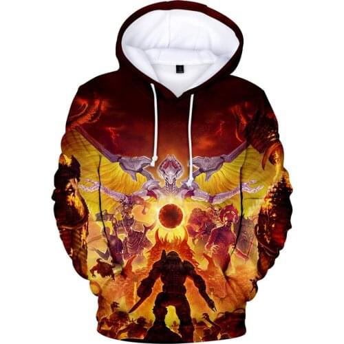 Aikooki Doom Eternal Hoodies 3D Sweatshirts Long Sleeve Pullover Harajuku Mens Hoodie 3D Print Doom Eternal Sweatshirts Hoodies
