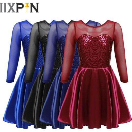 Shiny Sequins Girls Ballet Dress For Children Girl Dance Clothing Kids Gymnastic Leotard Stage Dancewear Dresses Ice Skating Cos