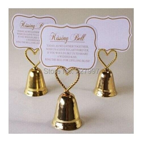 Free shipping wedding favor --party favors "Kissing Bells" Place Card/Photo Holder Gold Wedding Decoration, Gift100pcs/lot