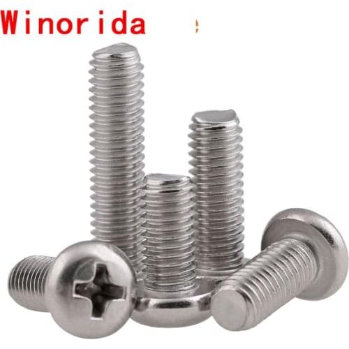 Cross Round Head Machine Screws 304 Stainless Steel Philips Pan Head Bolt PM GB818 M4 M5 M6 M8 M10 10PCS