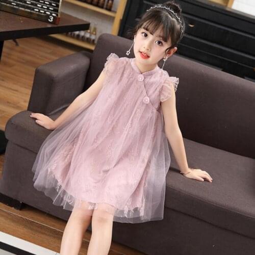 2019 Princess Girls Summer Lace Dress Sleeveless Baby Toddler Clothes Child Birthday Party Kids Dresses For Girl Costume JW4685