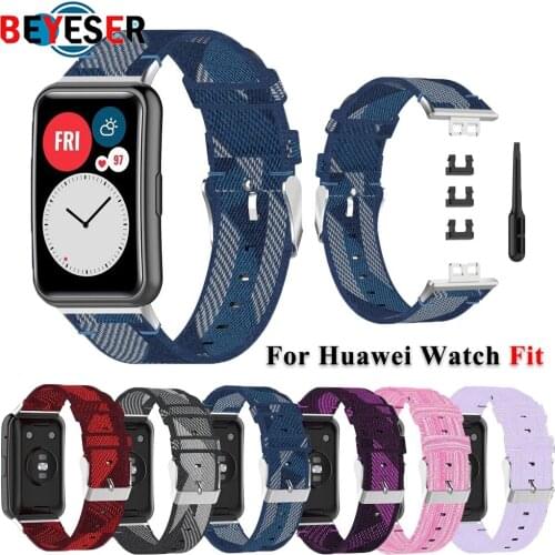 For HUAWEI Watch Fit TIA-B09 Canvas Nylon Watchband Replacement stripe Sports Bracelet Strap for huawei fit Smart watch band