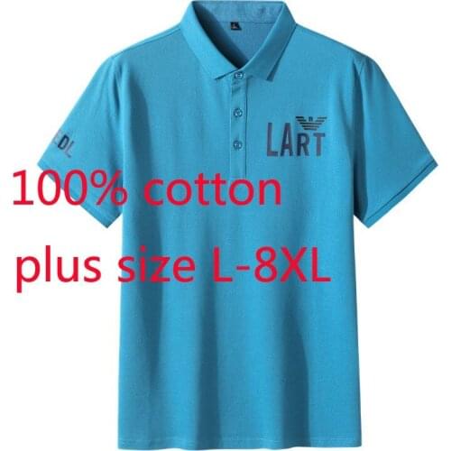 New Arrival Fashion Summer Young Men Super Large Casual Short Sleeve Knitted Turn-down Collar T Shirt Plus Size L-5XL6XL 7XL 8XL