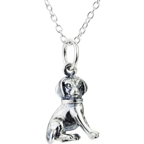 GNX0471 925 Sterling Silver Pendants Necklaces Classic Vintage Cute Puppy Pendant Fashion Jewelry Necklace For Women
