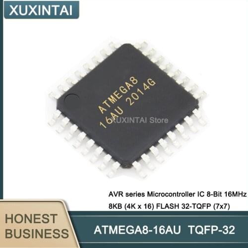 20Pcs/Lot ATMEGA8-16AU ATMEGA8 AVR series Microcontroller IC 8-Bit 16MHz 8KB (4K x 16) FLASH TQFP-32 (7x7)