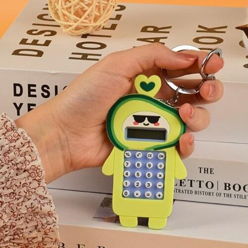 Mini Calculator Cute Fruit Keychain Bag Decoration Pendant Car Key Ring Jewelry Student Gift Kids Toys