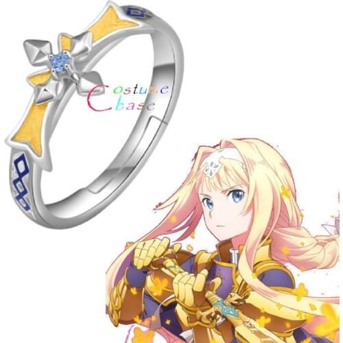 Sword Art Online Alicization 3 Alice Cosplay S925 Sterling Silver Finger Ring Men Women Adjustable Jewelry Birthday Xmas Gift