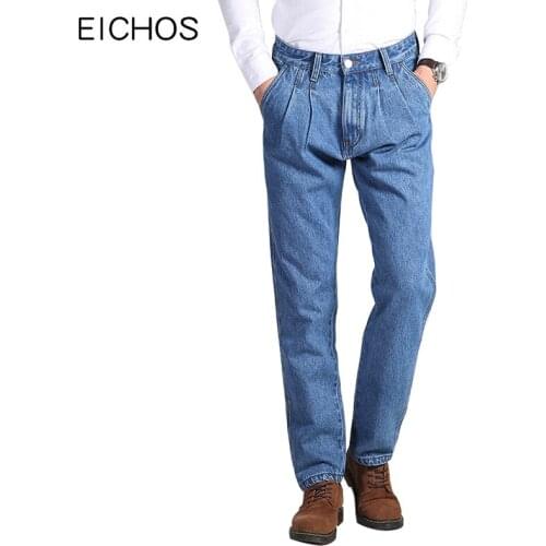 Autumn Classic Thick Jeans Men 100% Cotton Denim Overalls Men High Quality Regualr Fit Casual Vintage Blue Trousers Pants