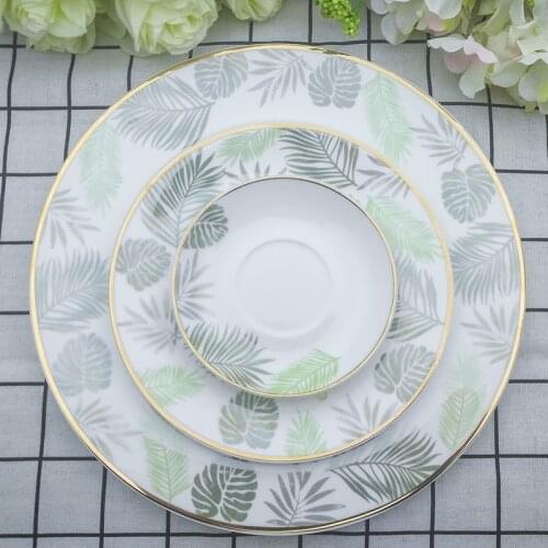 Bone China Dinnerware Set Ceramics Steak Dinner Plates Set cup and saucer