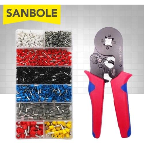HSC8 6-4 Crimping Pliers 0.25-10mm2 23-10AWG 1200pcs Terminals For Tube Needle Type Terminal Crimp Self-adjusting Hand Tool