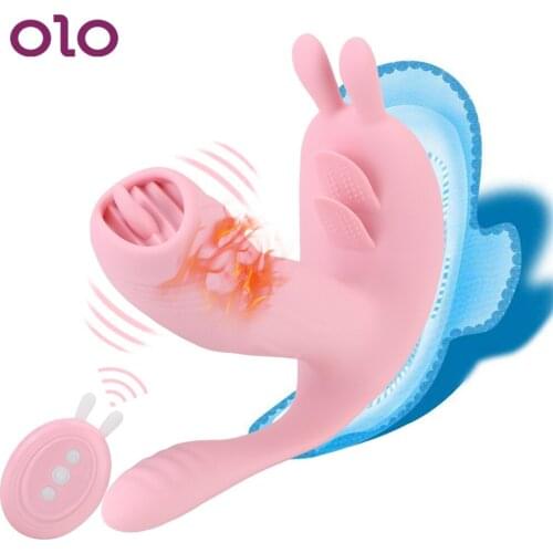 OLO Anal Plug 12 Modes Sex Toys for Women Heated Dildo 3 In 1Tongue Licking Vibrator Clitoris Stimulator Female Masturbator