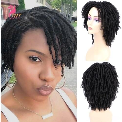 Curly Dreadlock Wig Short Twist Synthetic Braided Wigs Ombre Afro Short Curly Synthetic Wig Men Women Fashion Roll Twist Wigs