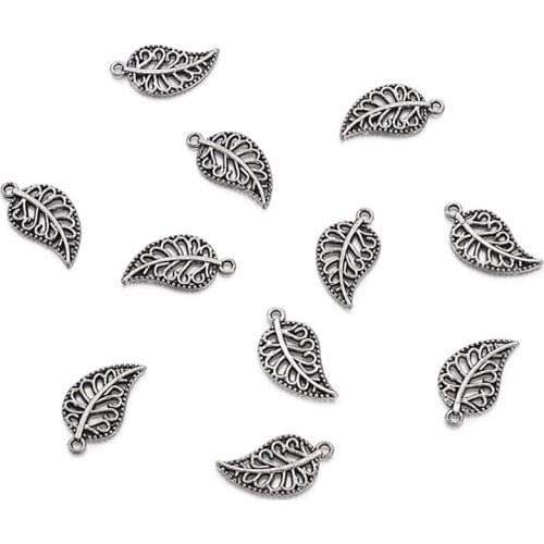 20pc Tibetan Style Leaf Charms Pendants for Jewelry Making DIY Necklace Bracelet Findings 18x10x1mm