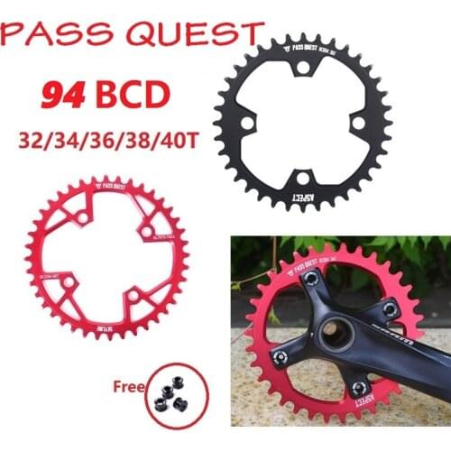 PASS QUEST Bicycle Chain Wheel 94BCD 32T 34T 36T 38T 40T BLACK/RED Front Single Disc Chainring NX GX X1 MTB Mountain Bike Parts