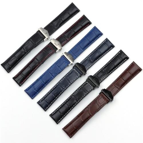 20mm 22mm Genuine Leather Watchband For TAG HEUER CARRERA Series Watch Strap Wrist Bracelet Folding Buckle Accessories