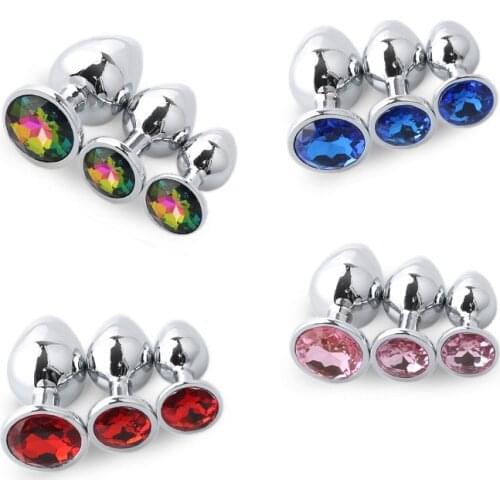 Sex Toys 3 Size S/M/L Stainless steel Crystal Anal Plug Stimulator Anal masturbation toys Prostate Massager Dildo for men/women