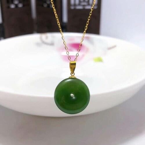 SHILOVEM 18k yellow gold real Natural green Jasper pendants no necklace fine Jewelry women wedding Christmas gift yzz1414777by