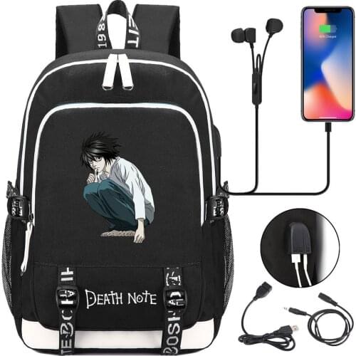 New Anime Death Note School Bags Students USB Charging Laptop Backpack Women Men Travel Bags Kids Teenager College Backpack