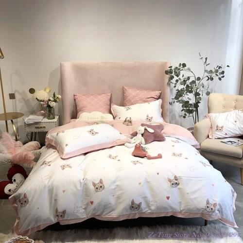 Cute Carton Bedding Set 60TC long-staple cotton Duvet Cover digital printing quilt cover 1.8m White Bedsheet Quality HomeTextile
