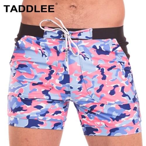Taddlee Brand Sexy Mens Swimwear Swimsuits Gay Plus Size Long Basic Camo Swimming Surf Board Shorts Swim Boxer Trunks Quick Dry