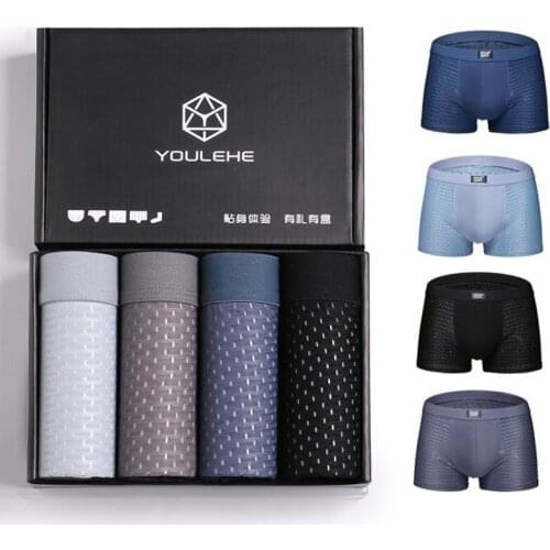 4Pcs Hot Sale Underwear Men Modal Boxer Cuecas Mesh Breathable Underpants Mens Boxers Shorts Panties ropa ropa interior hombre