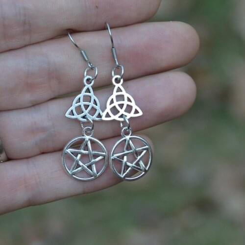 Celtics Pentagram Wiccan Earring Pagan Drop Dangle Earrings Jewelry For Women