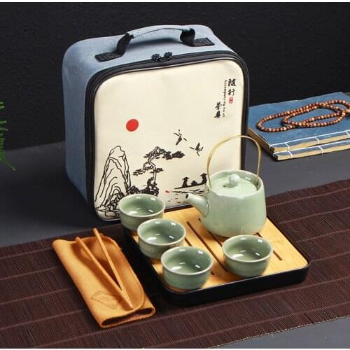 NEWYEARNEW 6colors Portable Travel Tea Set Ding Kiln Ceramic Pot Teapot Birthday Business Gifts