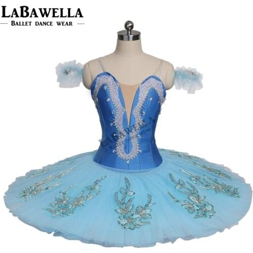 Women Blue Swan Lake Professional Pancake Tutu Blue Girls Performance Competiton Pallter Tutus Child BT9142B