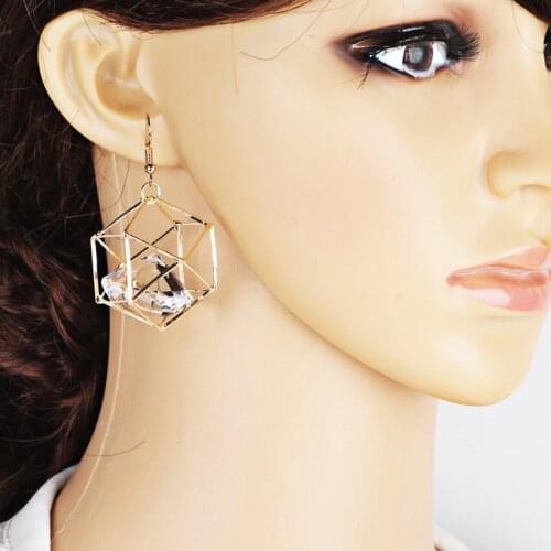 Rhinestone Earrings Big Large Rhinestone Dangle Dangling Geometric for Women Bridal Simple Style Party Handmade Earrings Aretes