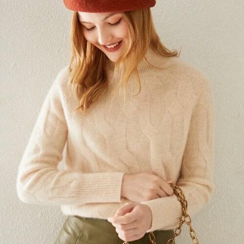 100% cashmere sweater womens sweater solid color knitted autumn and winter womens thickened Pullover bottomed Shirt Short
