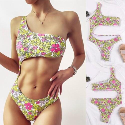 Womens Cute Little Floral Hollow Swimsuit Sexy One-Piece Swimsuit