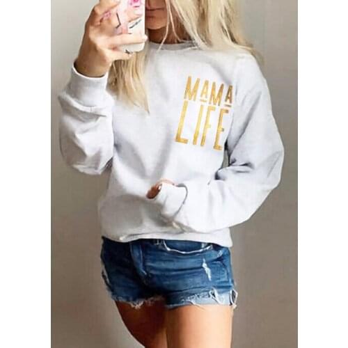Mama Life O-Neck cute Saweatshirt Pullover Fashion pure cotton mom gift aesthetic graphic jumper casual women Outfits Sweats top
