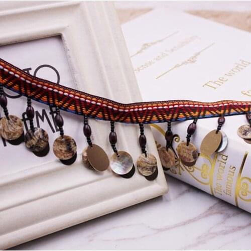1Yard/Lot Copper Tassel Lace Ribbon Embroidered Lace Trim Fabric Silk Tassel Fringe Trim Handmade Sewing Tassels for Jewelry Diy