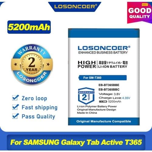 100% Original LOSONCOER EB-BT365BBE EB-BT365BBC EB-BT365BBU 5200mAh Battery For SAMSUNG Galaxy Tab Active T365 T360 SM-T360