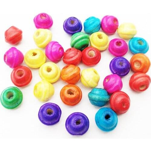 200pcs/lot Diy Jewelry Accessories 6X7MM Flying Saucer Color Wooden Beads Loose Spacer Wood Bead For Children Bracelet Necklace