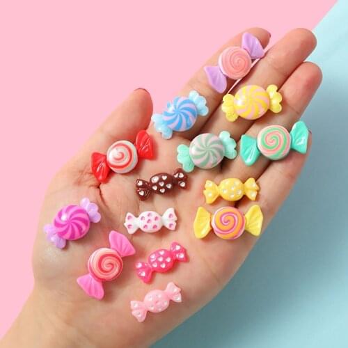 30PCS Cute Mini Candy Flat Back Resin Accessories DIY Jewelry Hairpin Material Plane Resin Handmade Ornament Sweet Candy Patch