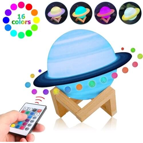 3D Printing Saturn Lamp Home Decoration Bedroom LED Night Light With Remote Controller For Childrens Gift Night Lamp