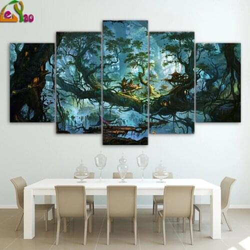 5d Diamond Painting Fantasy Houses Magic Forest Night Picture 5pcs DIY Diamond Embroidery Cross Stitch Full Square Home Decor