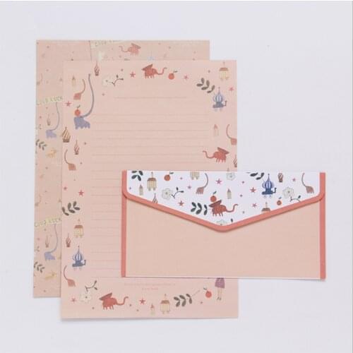 6 Letter Paper + 3 Envelopes Set Creative Retro Cartoon Small Flower Envelopes For Letters Office School Supplies Stationery