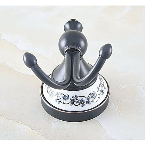 Bathroom Accessory Ceramic Base Wall Mounted Black Oil Rubbed Brass Hardware Robe Hook aba756