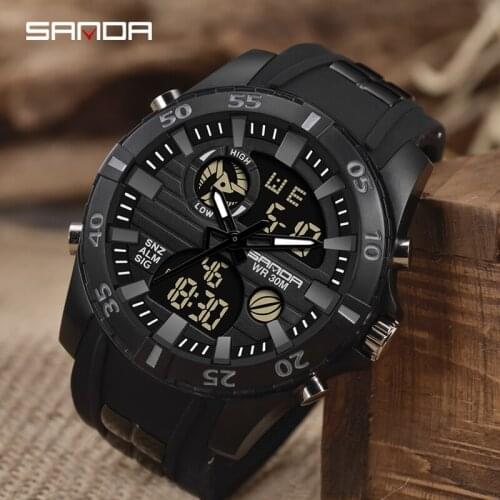 SANDA Fashion New Sports Style Men Watch Durable Analog Digital Dial Multifunctional Electronic Clock Relogio Masculino 791