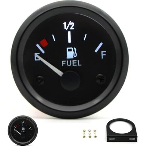 2" 52mm Fuel Level Gauge Car Meter White LED Light Black Rim Automotive Gauges 12V