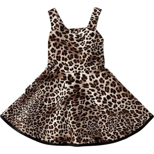 Kids Baby Girl Sleeveless Leopard Ruffle Tutu Dresses Pageant Party Clothes Summer Sleeveless Girl Dress