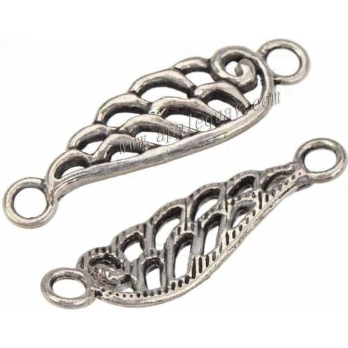 DIY Connectors Angel Wings Handmade Jewelry Parts Decoration Silver Metal Hollow Uneven 32*19mm Trinket Bracelet 40 pieces / bag
