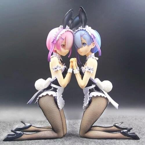30CM Anime Re:Life in a different world from zero Ram&Rem Figure Maid outfit Bunny girl Ram Action Figure PVC Model Toys