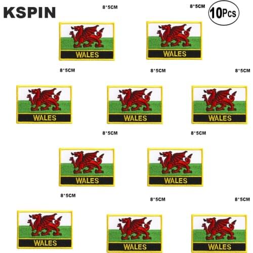 WALES Flag Embroidery Patches Iron on Saw on Transfer patches Sewing Applications for Clothes in Home&Garden