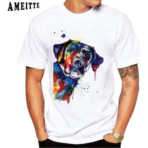 3D Casual Fashion Men T-shirt Funny Sneaky Lab Dog Art Print T-Shirt Peeking Labrador Lovers Design Boy White Short Sleeve