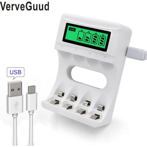 4 Slots Intelligent USB Smart LCD Display Battery Charger Charge For AA / AAA 1.2V NiCd NiMh ni-cd ni-mh Rechargeable Batteries