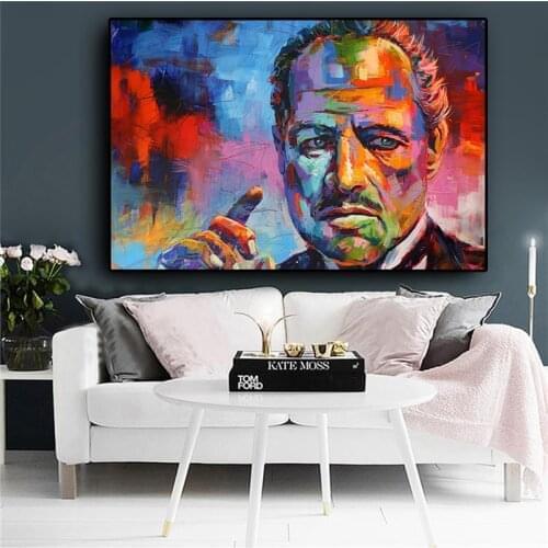 Big Size Colorful Marlon Brando Canvas Painting Posters and Prints Scandinavian Wall Art Picture Living Room Cuadros Decor